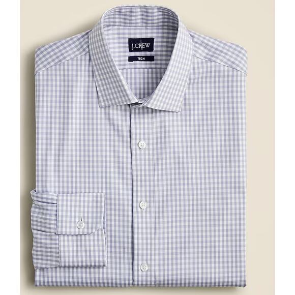 NWT J. Crew Slim Bowery Performance Stretch Shirt Spread Collar White Gray S - Picture 14 of 14
